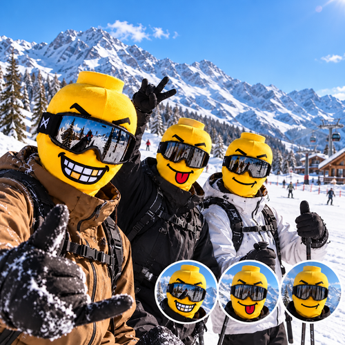 SnowFace Yellow – Pasamontañas con caras graciosas
